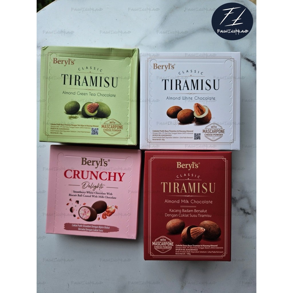 

[FIB] Cokelat Beryls Delight Crunchy Strawberry White Chocolate With Biscuit Ball Coated With Milk Chocolate 60gr 60 gram | Almond White Chocolate 65gr 100gr | Almond Milk Chocolate 65 gr 100 gr | Almond Green Tea Chocolate 65 gram 100 gram