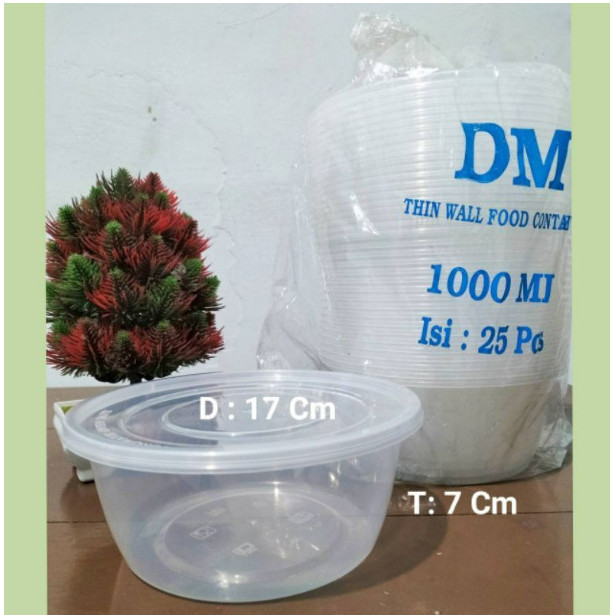 THINWALL DM 1000 ML ROU(25 pcs) - 1000 ML Bulat ISI 25 Set - DM 1000 Round - Mangkok Thinwall