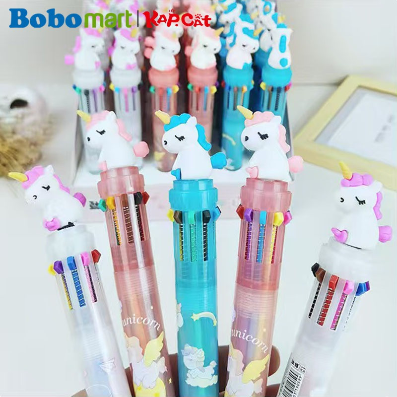 

BOBOMART 1 PCS PULPEN 10 WARNA WARNI LUCU CUTE JB-9059 PULPEN KARAKTER KARET MURAH PULPEN CETEK 10 WARNA