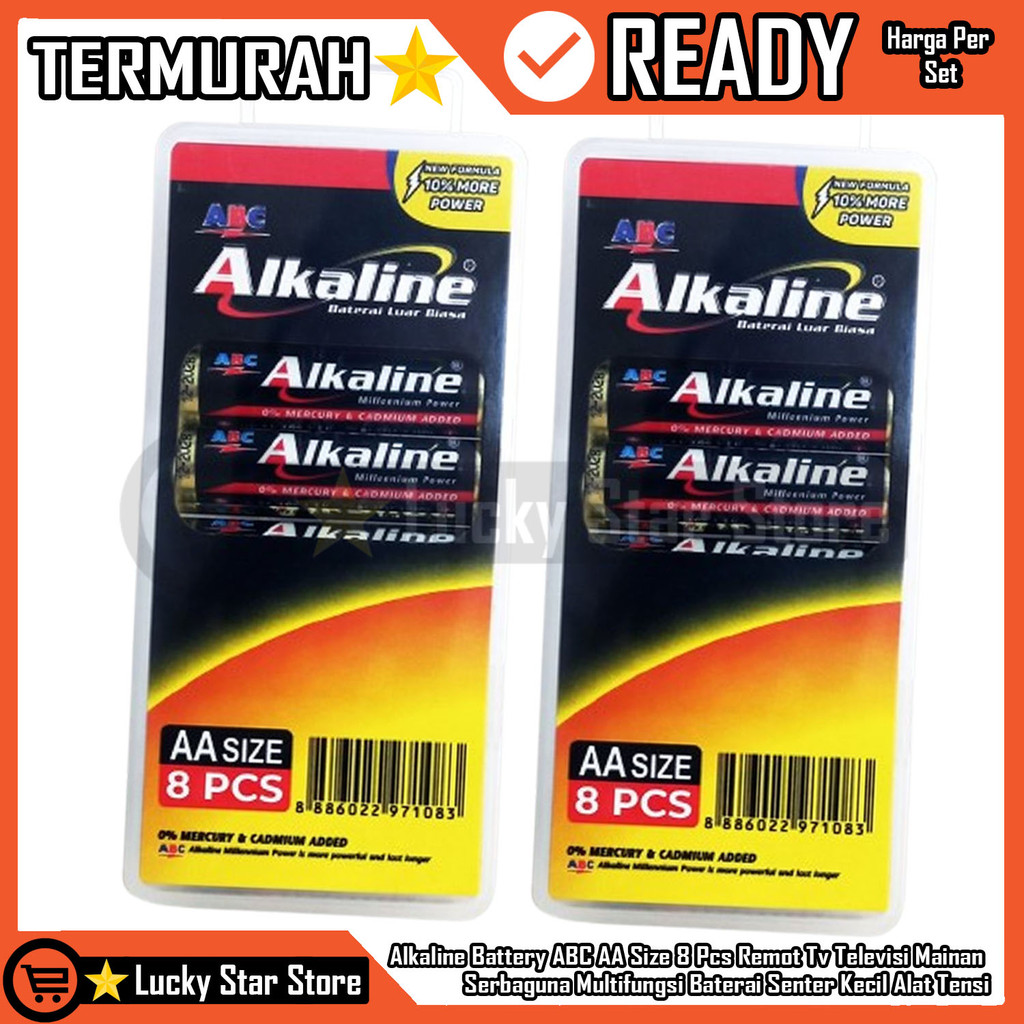 Alkaline AA A2 Batre ABC Alkalin Baterai isi 8 Pcs Batu Baterei Batrai Battery Bateray Jam Dinding A