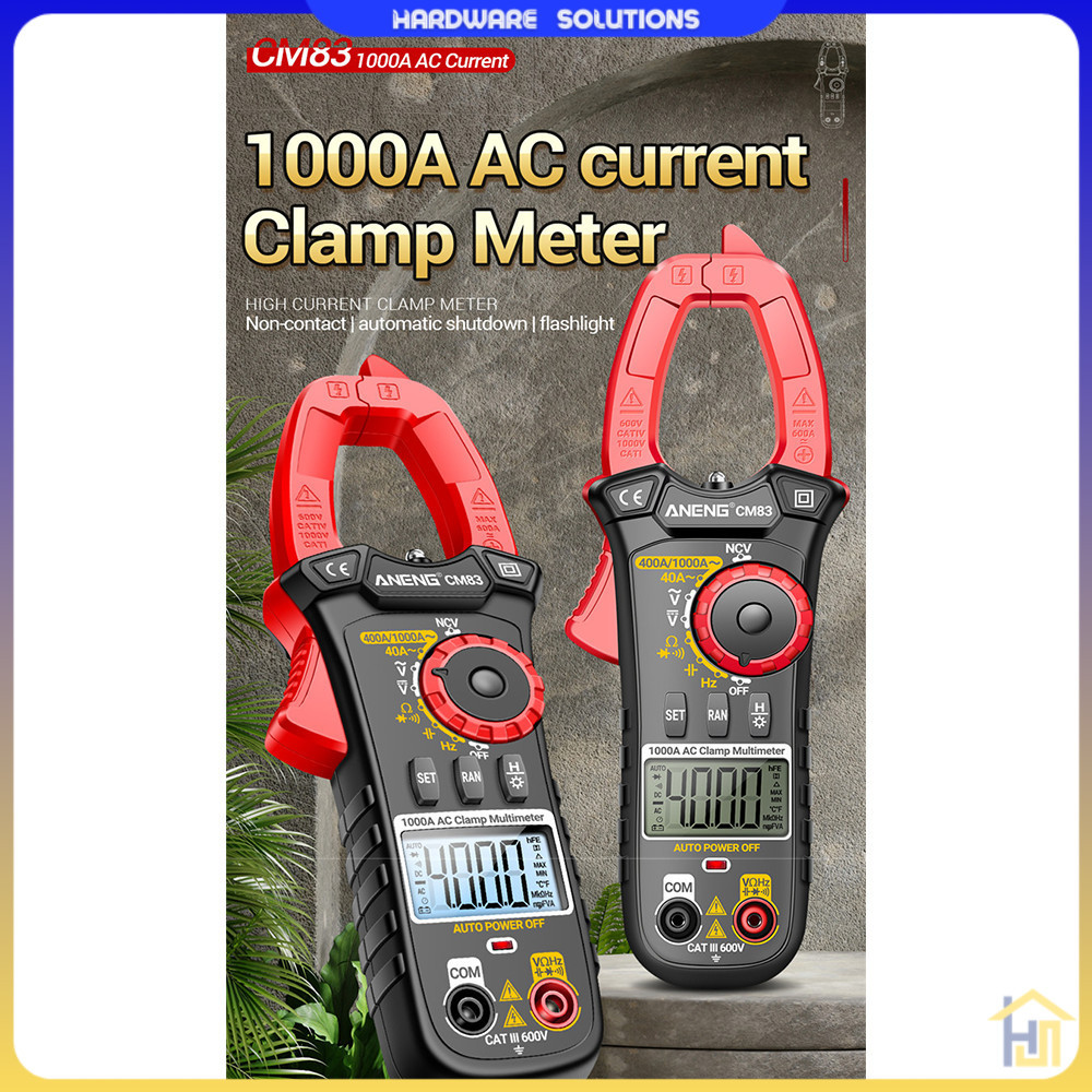 ANENG Clamp Meter Digital Multimeter Multitester LCD Flashlight 1000A - CM83