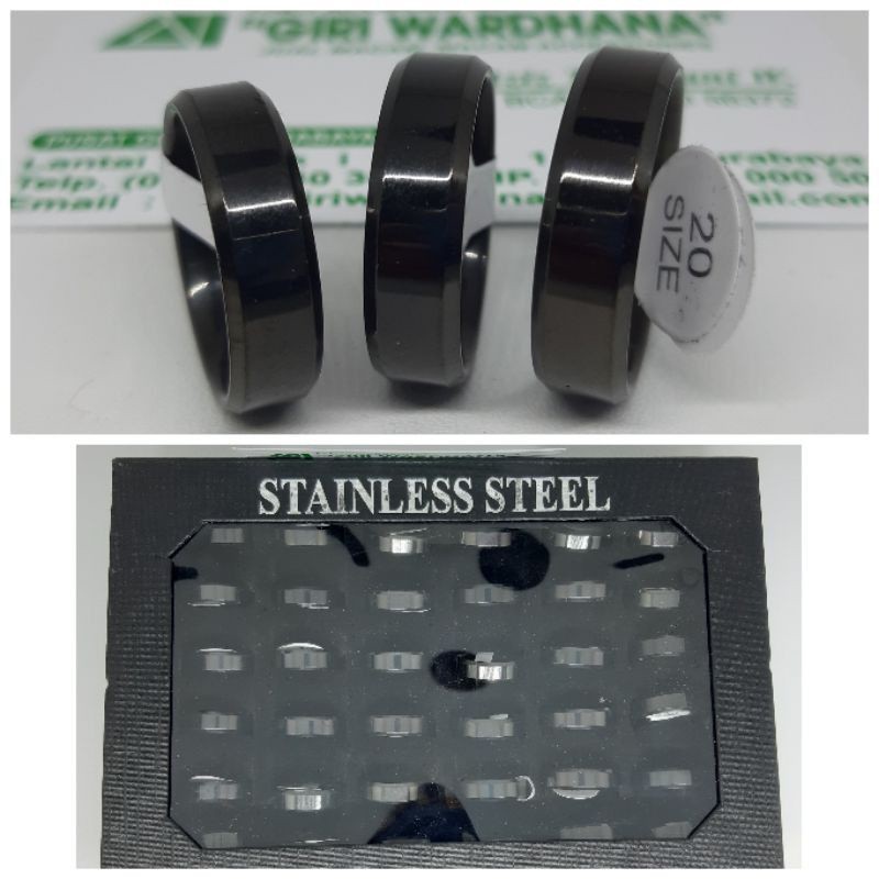 [4s GROSIR SOLO] (CINCIN 1 BOX) Cincin Titanium Hitam Polos Kualitas Super Cincin Pria Cincin Wanita