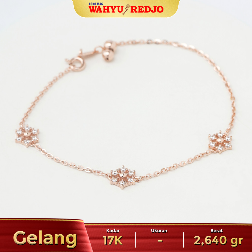 GELANG EMAS SNOWFLAKES 17K PUTIH ROSEGOLD WAHYU REDJO