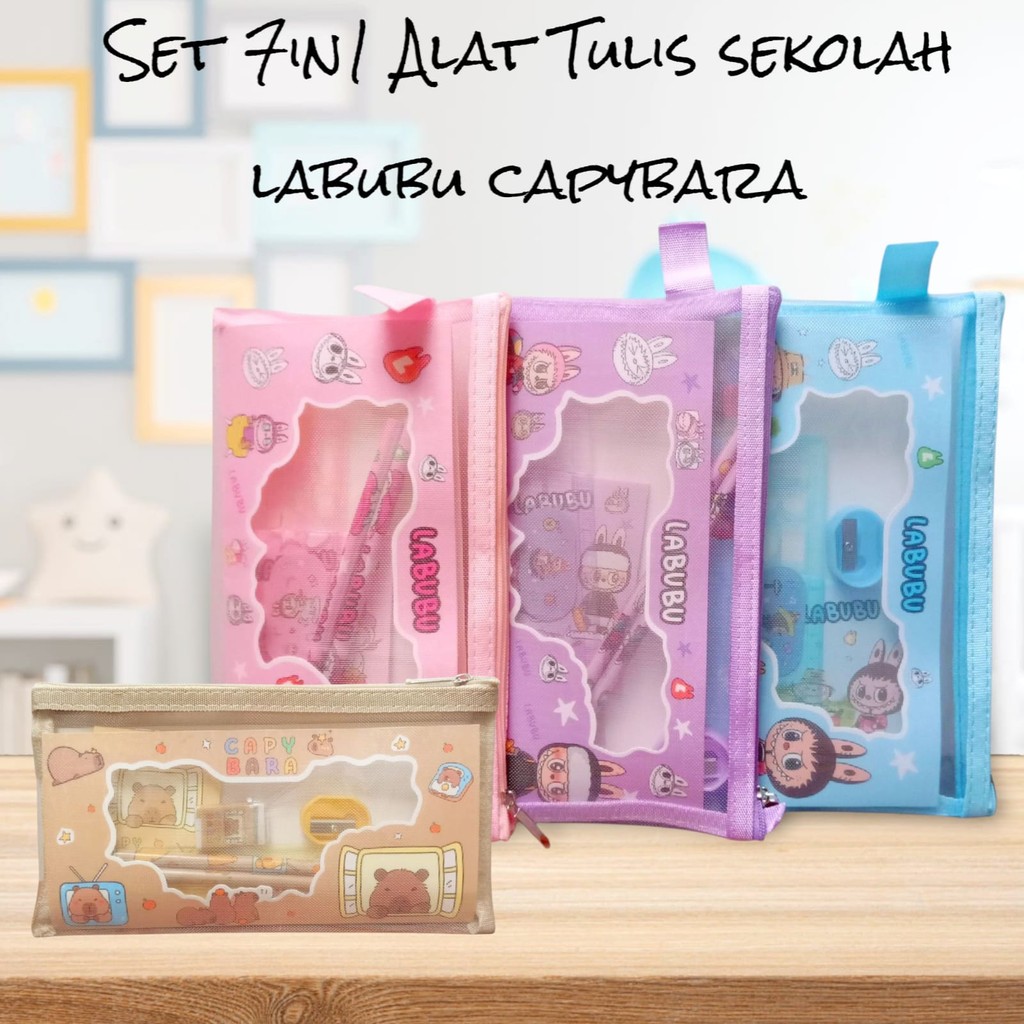 

Set Alat Tulis Sekolah Pouch 7In1 Labubu Capybara