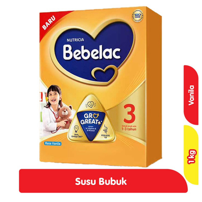 

bebelac 3 grogreat+ susu bubuk pertumbuhan anak vanila madu 1kg