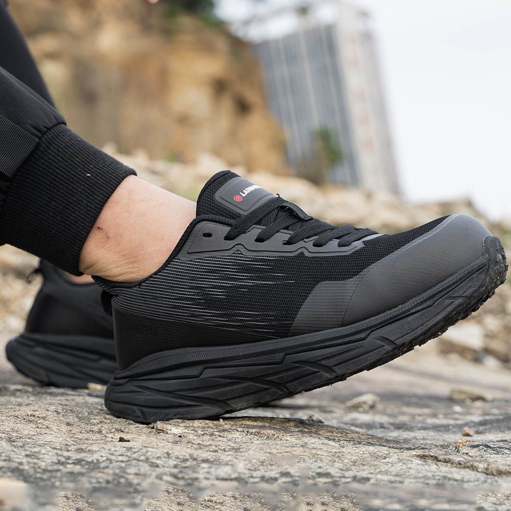 LARNMERN Steel Toe Wide Shoes for Men Lightweight Safety Sneakers Work Shoes Comfortable Breathable 