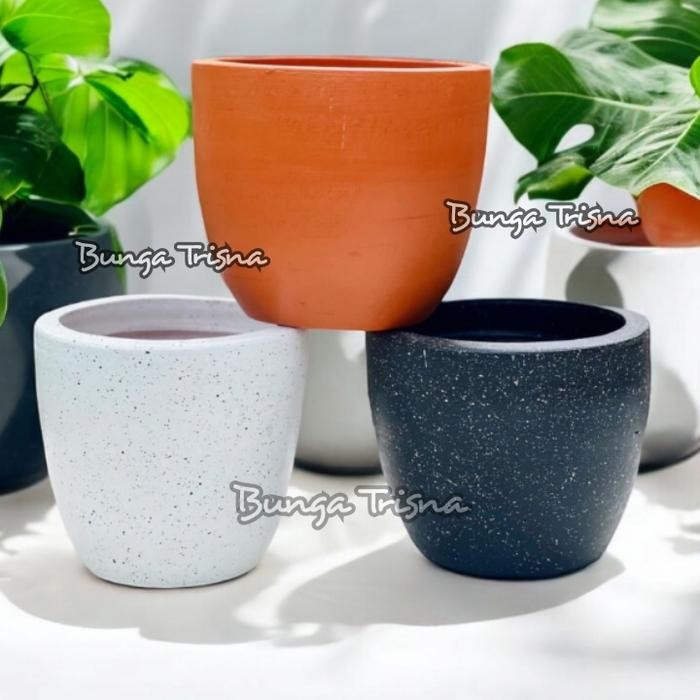 Pot Terakota Gerabah Pot Teracotta / Pot tanah liat D 20 - Putih