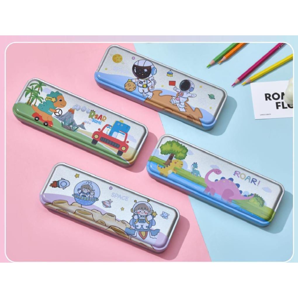 

*AC* KOTAK PENSIL KALENG / TEPAK PENSIL 2 SUSUN / TEMPAT PENSIL ANAK / KADO ANAK