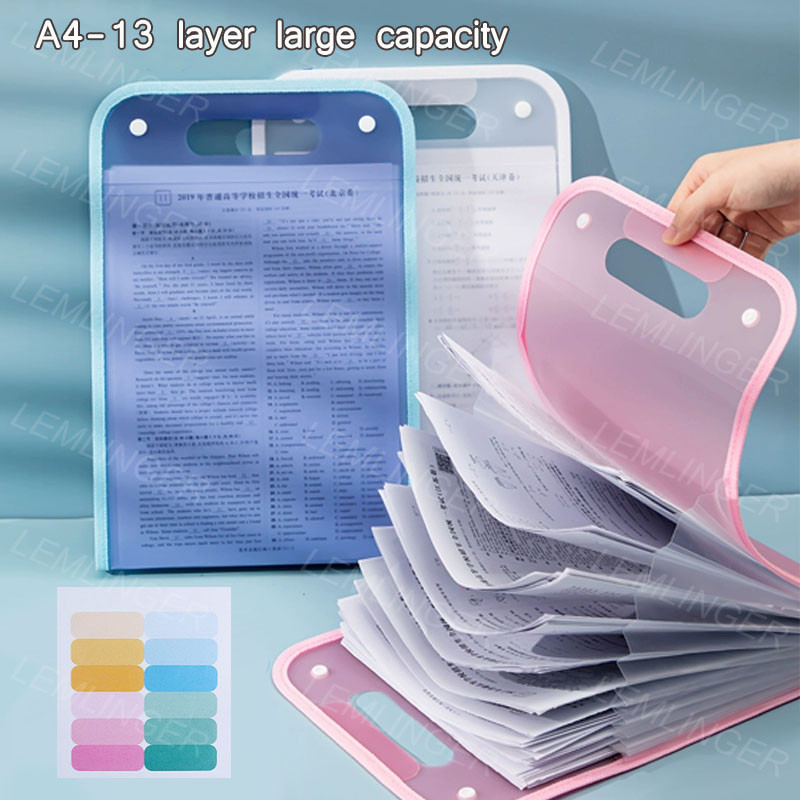 

【LEMLINGER】Tas file Handle Warna Transparan Anti Air Multi-layer Folder Tas File 13 Sekat Map Document A4 Holder Map Kerja Dokumen Folder