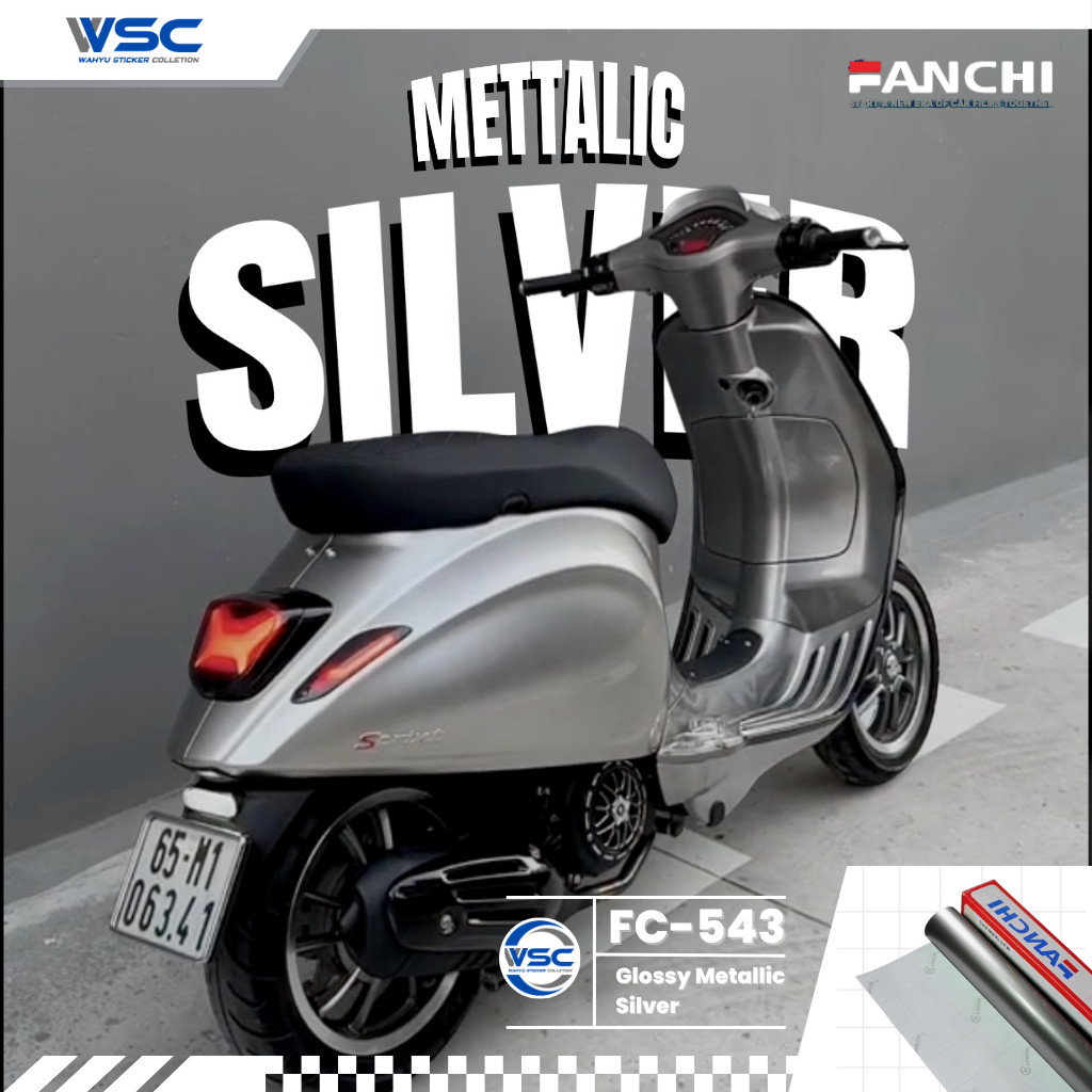 Stiker Skotlet Silver Metalik Candy Metallic Glossy Premium Wrapping Motor Mobil 45 CM 50 CM & 152 C