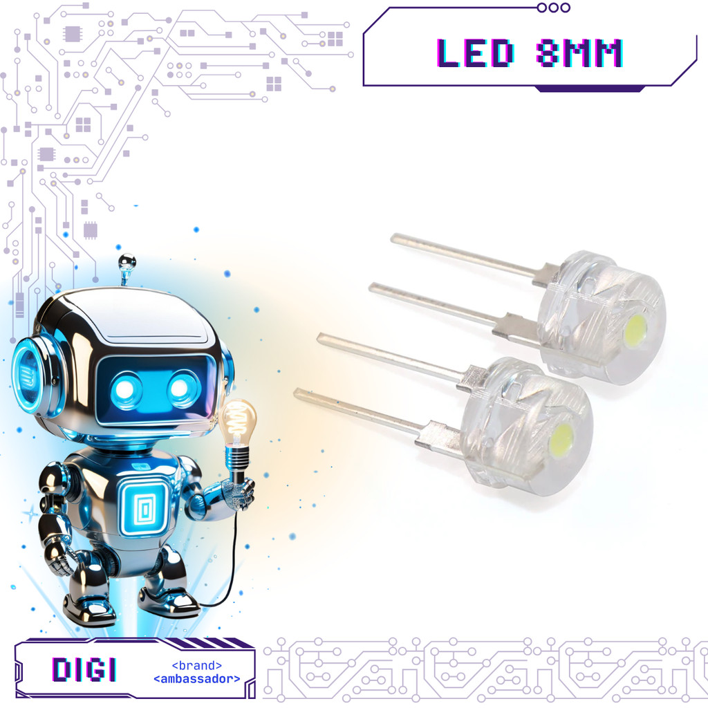 10 Pcs LED 8MM - Super Bright Strawhat - Digibot