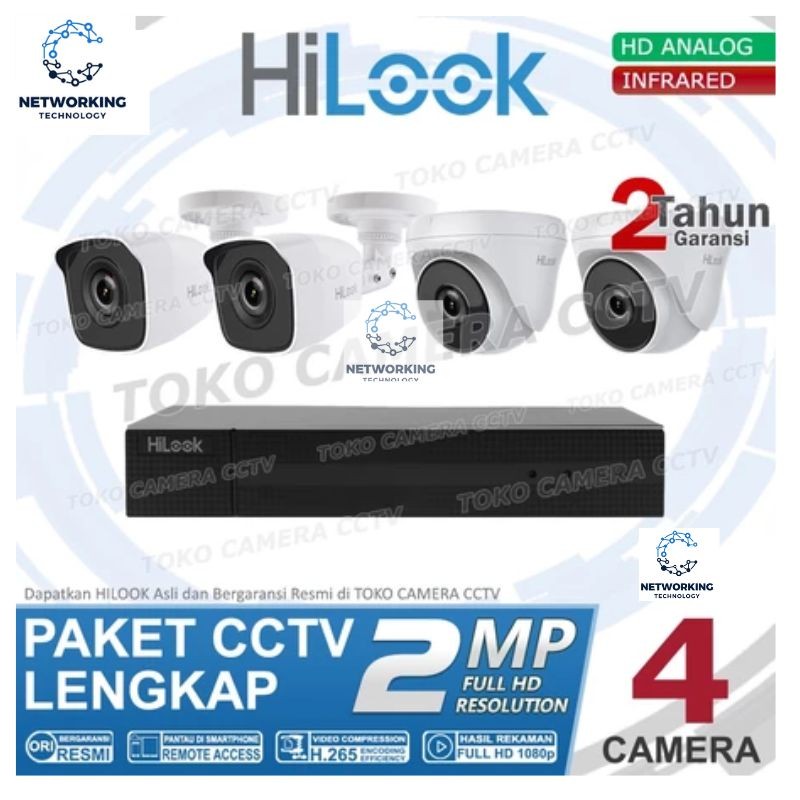 PAKET CCTV HILOOK 2MP 4 CHANNEL PAKET CCTV 4 CAMERA