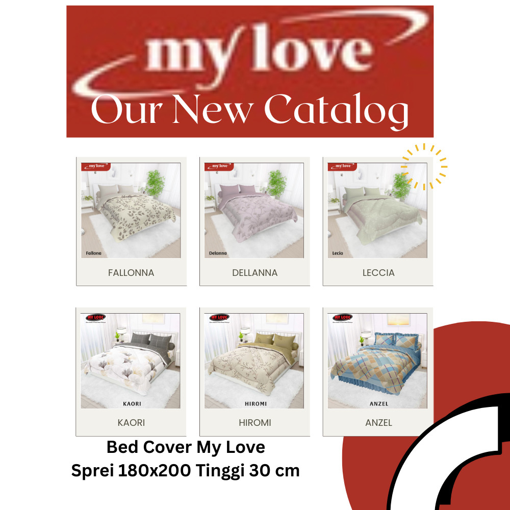 Bedcover My Love 180x200 | KING SIZE sprei karet tinggi 30cm selimut tebal  extra besar bahan katun 