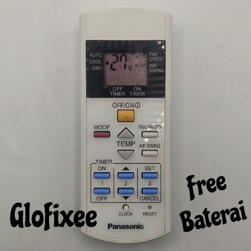 REMOTE AC PANASONIC ORIGINAL ASLI A75C3269 A75C2648 CLOCK DAN RESET