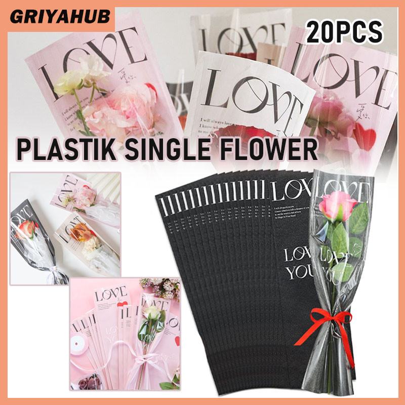 

Single Flower Rose Packing 20 Lembar/Plastik Bungkus Bunga Mawar/ Plastik Single Flower