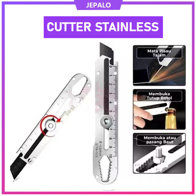 

cutter stainless steel baja Anti karat / pisau cutter 9in1 / cutter multifungsi / cutter penggaris / cutter wrench pembuka baut