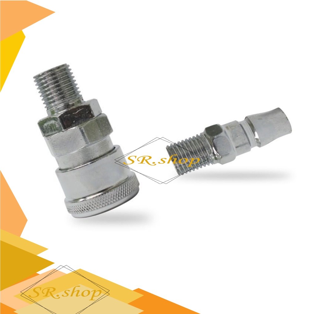 Sambungan Selang PU, PE Quick Coupler 1/4 SM-PM20 1 Set- sambungan selang kompresor drat luar 1 set 