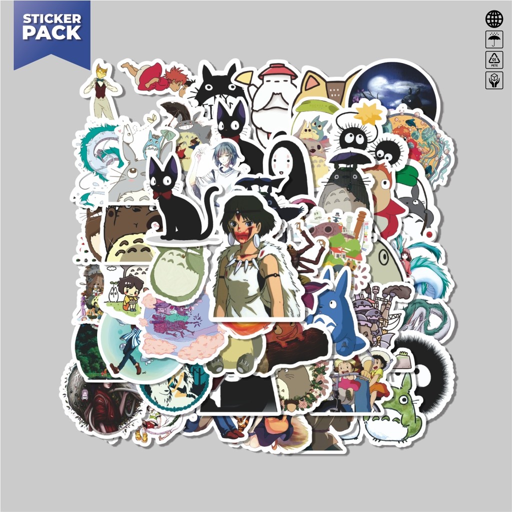 

[100PCS]Stiker Pack Stiker Anime Ghibli Hayao Miyazakui V1 Aesthetic Vinyl Anti Air Dekorasi Sticker Laptop Buku Journal Koper Helm Casing HP Gitar Helm Skateboard