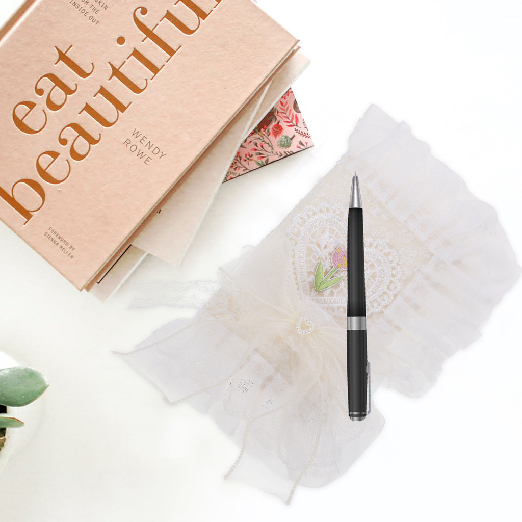 

Creative Book Cover White Lace Flowers Protective Sleeve for Notebook Lightweight Thin Material Diary Student Use