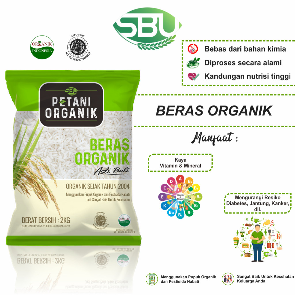 

New Beras Organik Putih Petani Organik 2kg / Cocok Untuk Menjaga Imun TubuhPremium