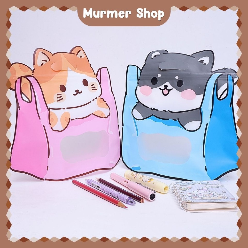 

Map Pouch Ziplock Kucing 25 x 26 Plastik Transparan Karakter Lucu Unik Cat COD Jinjing Cute Bingkisan