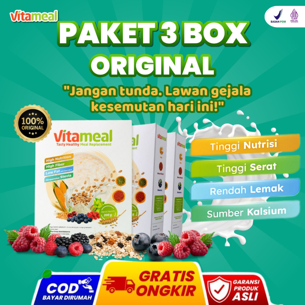 

New [PAKET 3 BOX] Vitameal Penambah Original Asli Herbal Mengatasi Dewasa Lambung Suplemen Menahun Kesemutan VITAMIEL HERBALPremium
