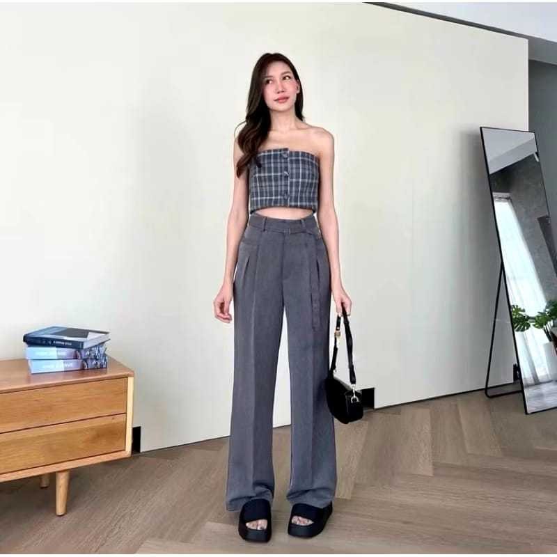 Obi Pants Loose Pants Wanita Highwaist
