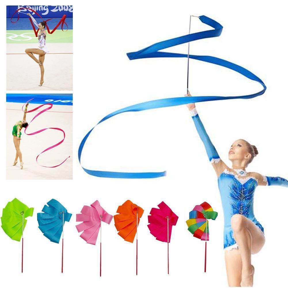 2M/4M Colorful Rythmic Gymnastics Ribbon Dance Ribbon Rhythmic Art Gymnastic Ballet Streamer Twirlin