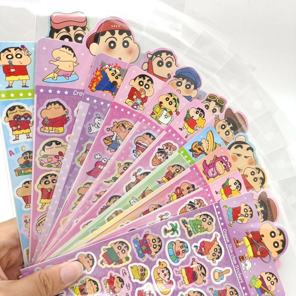 

20Sheets Mix Crayon Shin-chan Sticker Anime Cartoon Laser Sticker Decals Stationery Wholesale Kids Toys