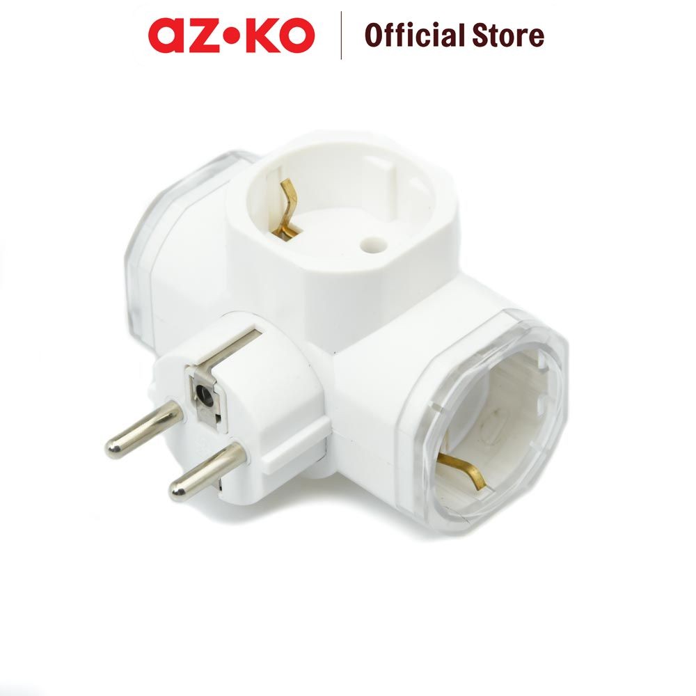 AZKO Krisbow Steker T-Arde 3 Arah 8817 - Putih Electric Socket Soket Cabang Adaptor Colokan Peralata