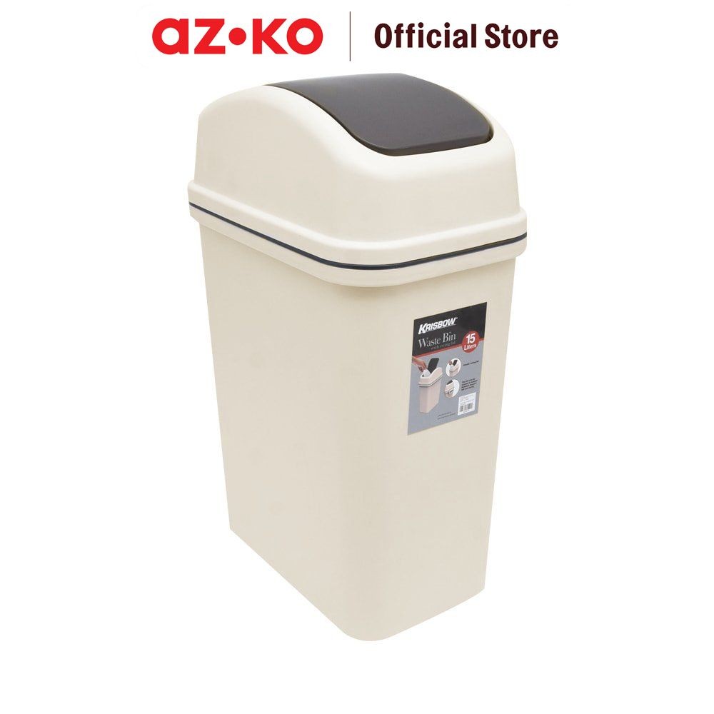 AZKO Krisbow Tempat Sampah Plastik - Krem Tong Sampah Wadah Pembuangan Alat Kebersihan Trash Bin