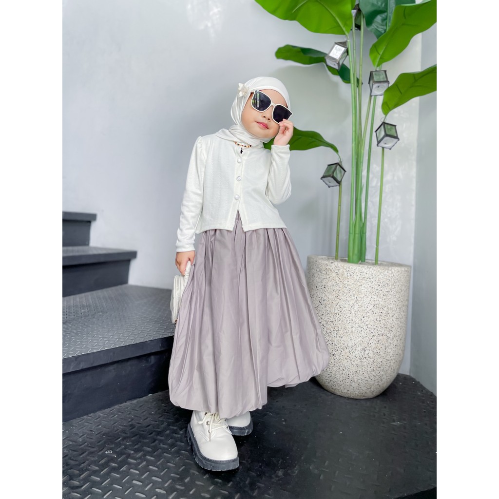 baju setelan rok balon panjang atasan cardigan anak perempuan 1-10 tahun / lb384