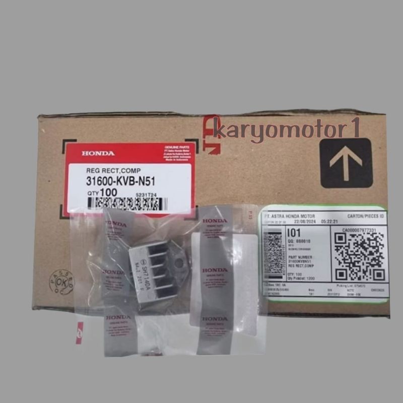 kiprok regulator kvb ORI  REG RECT,COMP 31600-KVB-N51 Honda Vario/beat + beat karburator 2008-2012 +