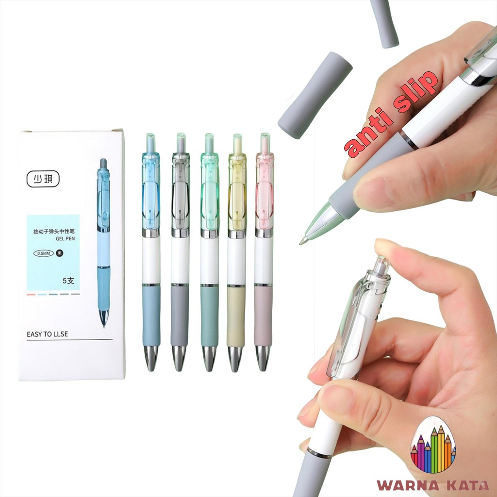 

MW012 1 Set 5Pcs Bolpoin Pastel Pulpen Bolpen Pena Pen Mekanik Mekanikal Gel Hitam Black Journal