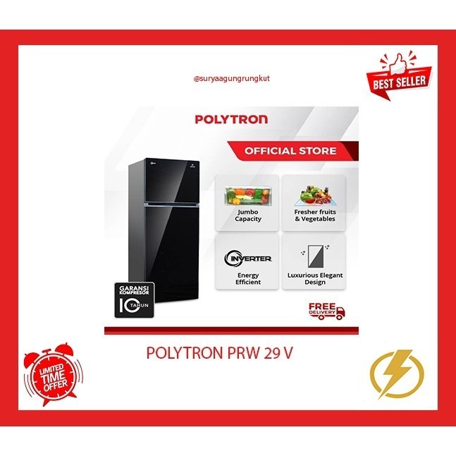 KULKAS 2 PINTU POLYTRON BELLEZA 240 LITER 140 WATT PRW - 29 V