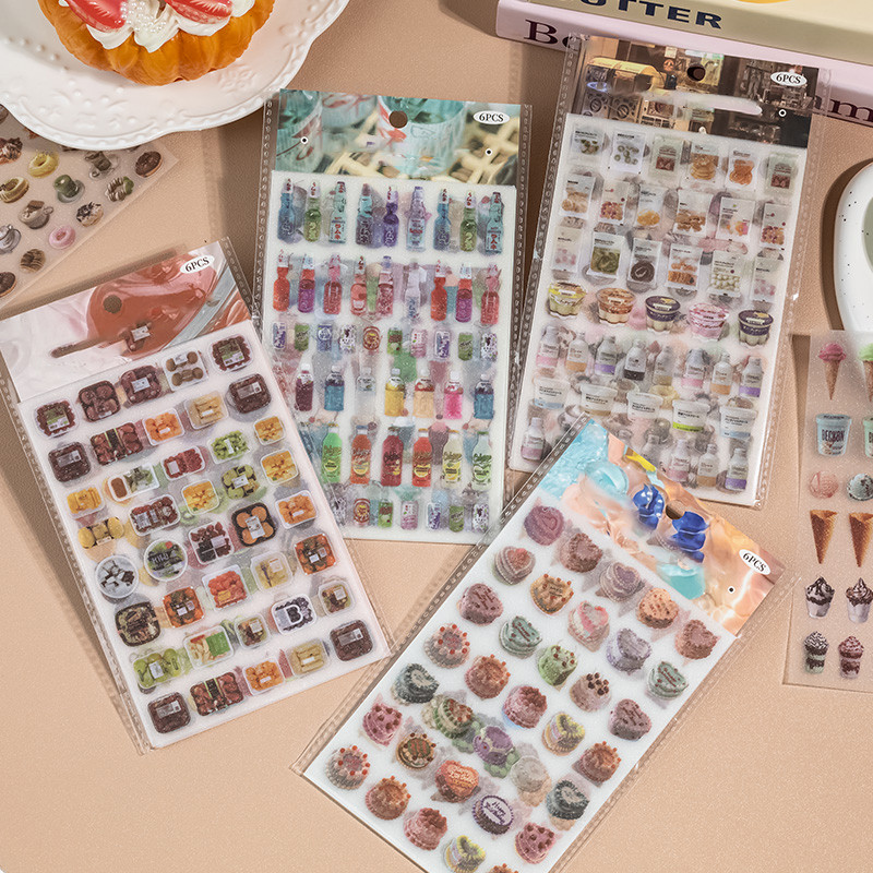 

Mr.Paper 4Style 6Pcs/bag Glitter Sand PET Waterproof Durable Sticker Book DIY Handbook Calendar Scrapbook Photo Frame Decoration