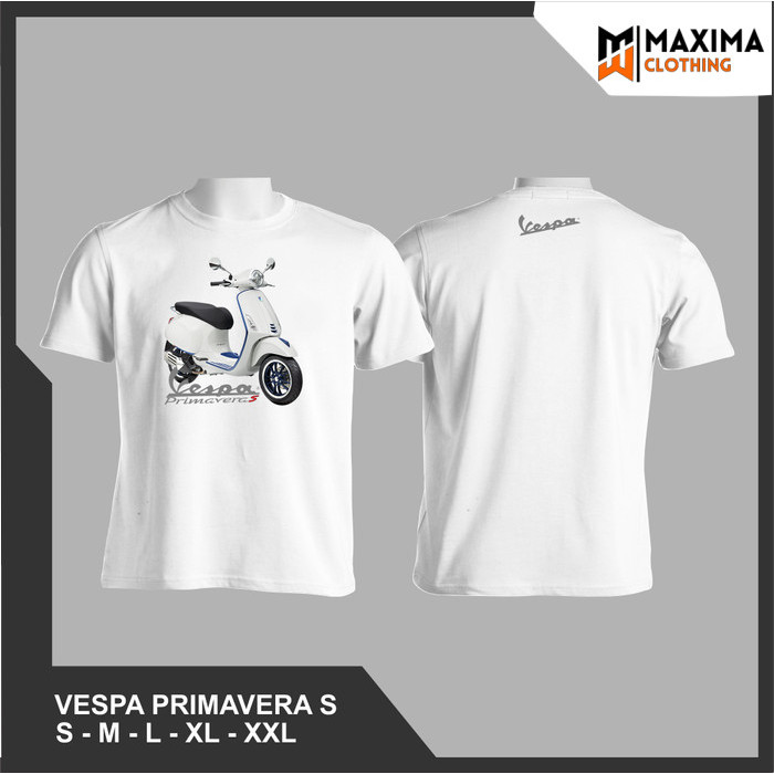 KAOS DISTRO OTOMOTIF MOTOR VESPA MATIC PRIMAVERA-S WHITE - Putih, S
