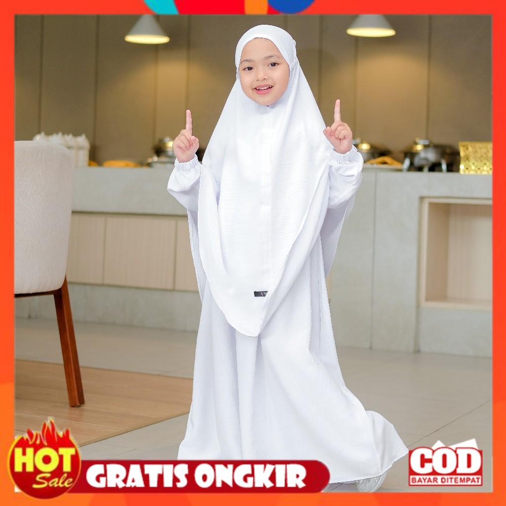 [PREMIUM ORIGINAL] Salvina Kids Gamis Anak Perempuan French Khimar Free Cadar Usia 2 Sampai 12 Tahun