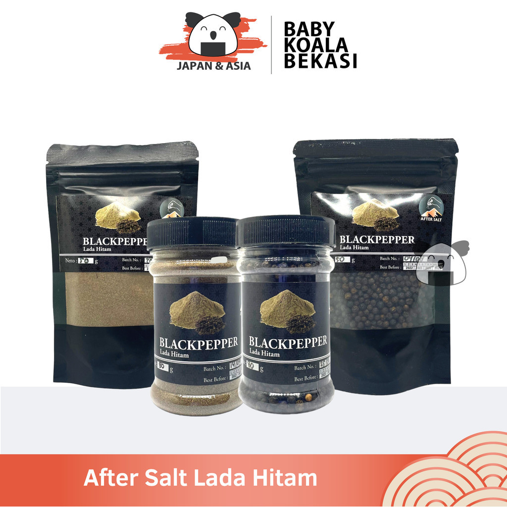 

AFTER SALT Lada Hitam Bubuk & Butir 50 g | Black Pepper Merica Hitam | Peppercorn Tellicherry- BKB