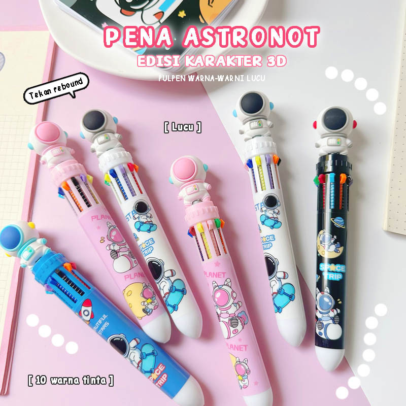 

Pena 3D karakter Astronot 10 Warna Lucu / Pulpen Tekan Warna-Warni Anak / Alat Tulis Sekolah Anak Uni & Lucu
