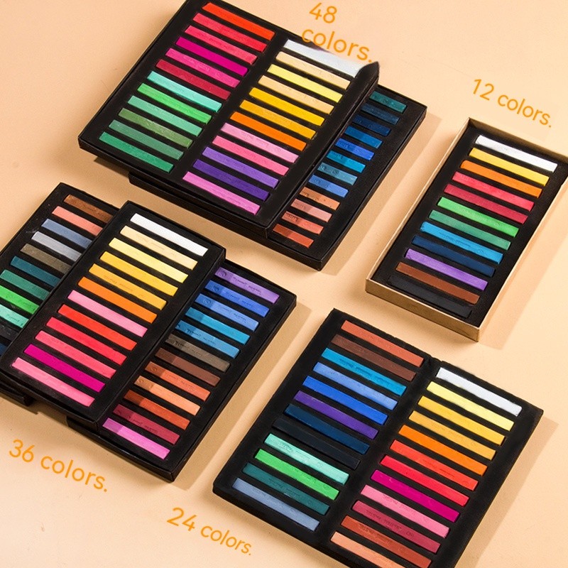 

12/24/36/48 Colors Soft Masters Pastel Colored Chalk Square Drawing Sketch Stick Crayons for Students Beginners Art Supplies