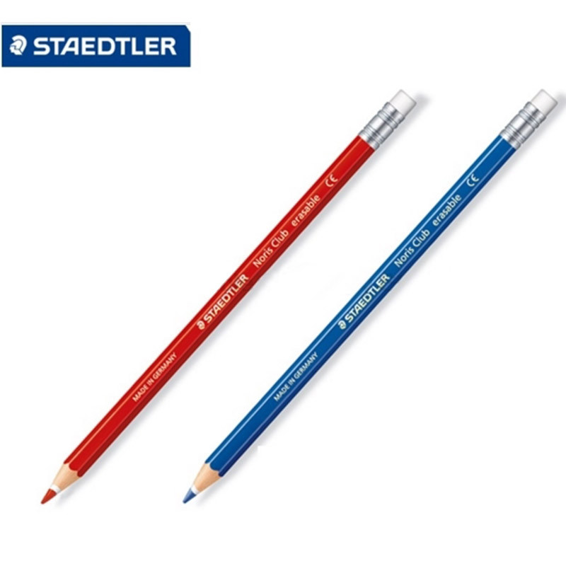 

2 Pcs/Lot STAEDTLER 14450 Colored Pencils Pencil + Rubber Anime / Graffiti / Red Blue Pencil Wholesale Colored Pencils