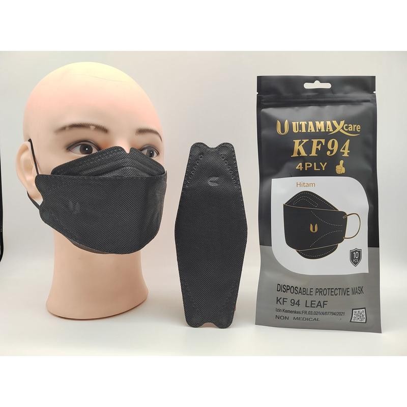 MASKER UTAMA KF94 4 PLY, (UTAMA XCARE)  ISI 10 PCS -  HITAM - BISA COD
