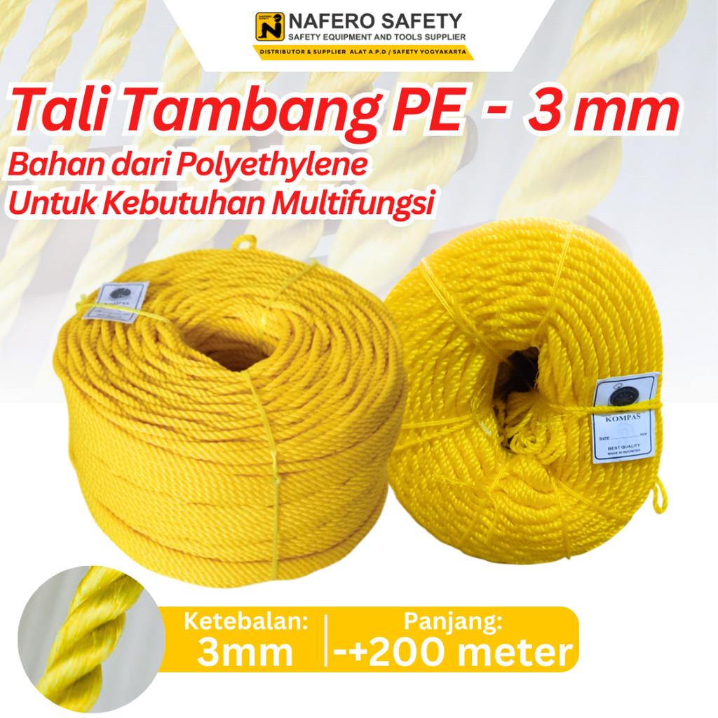 

Tali Tambang Plastik 3 MM PE KOMPAS Panjang -+200 METER Tali Layang Layang Tali Pertanian Tali Bangunan