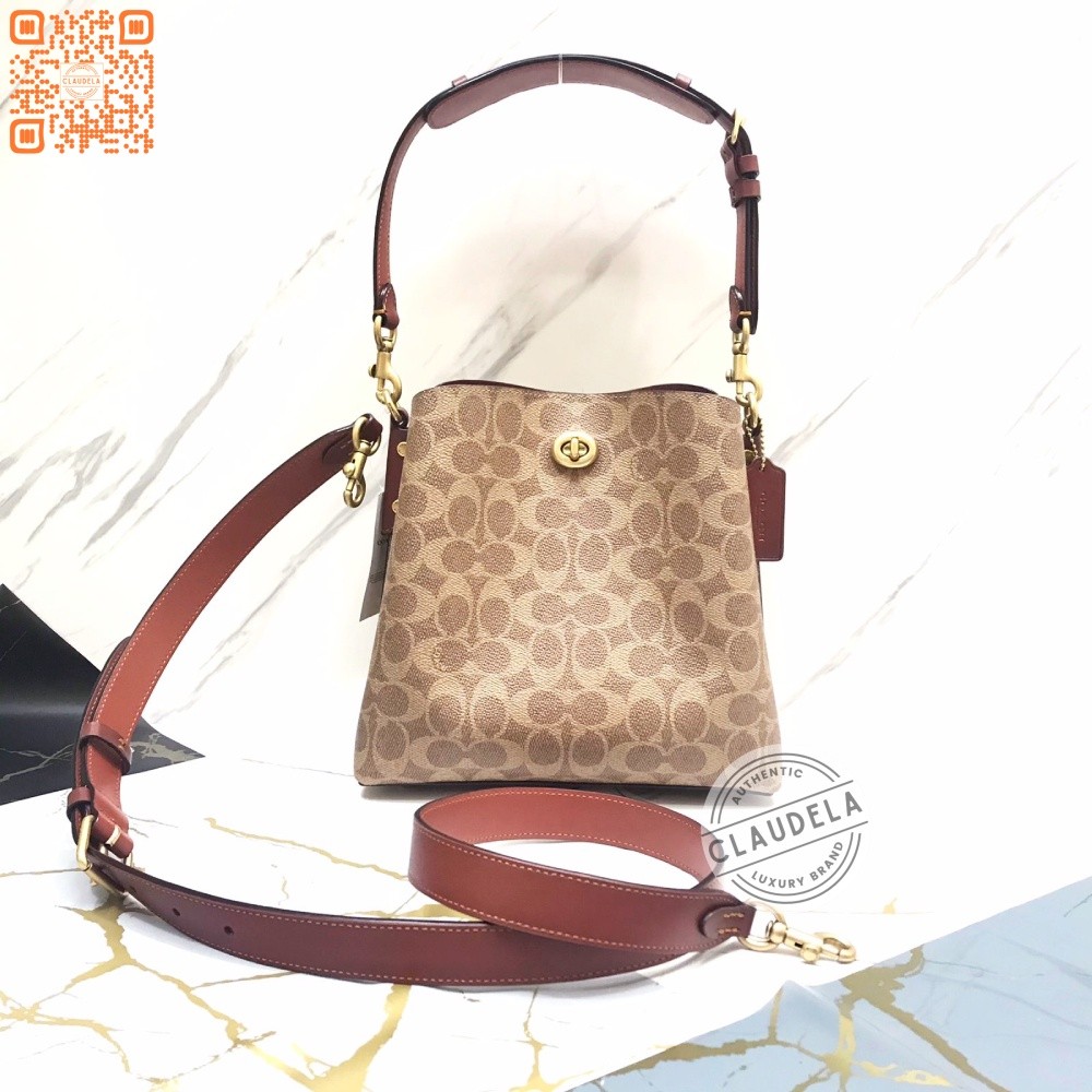 Coach Willow Bucket Bag Signature Tan Rust