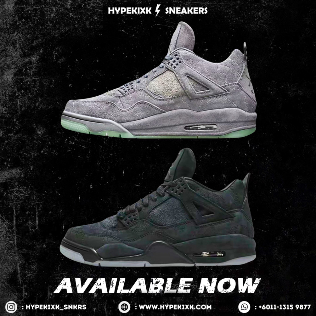 HYPEKIXK UA Jordan 4 Retro Kaws & Kaws Black: Unisex Sneakers, Iconic Collaboration, Glow in the Dar