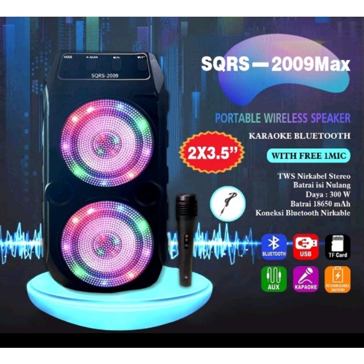 I* Salon Speaker Bluetooth GRATIS Mikrofon sq2009  Double Bass SQ 2009 Plus Mic Spiker BONUS MIX SQ2