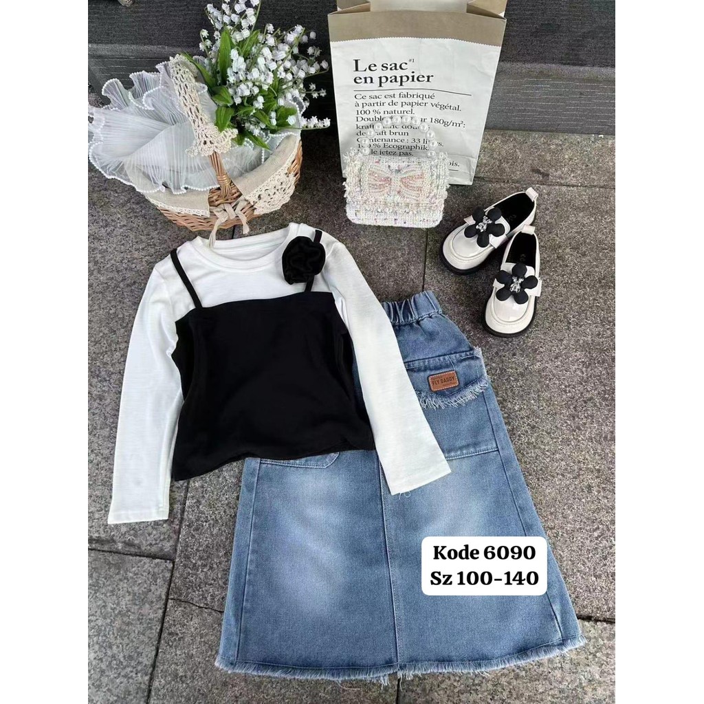 Setelan Rok  Jeans 6090 (3-8T)