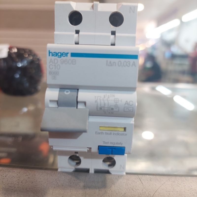 Elcb Rccb hager 2p 10a 30ma AD960B