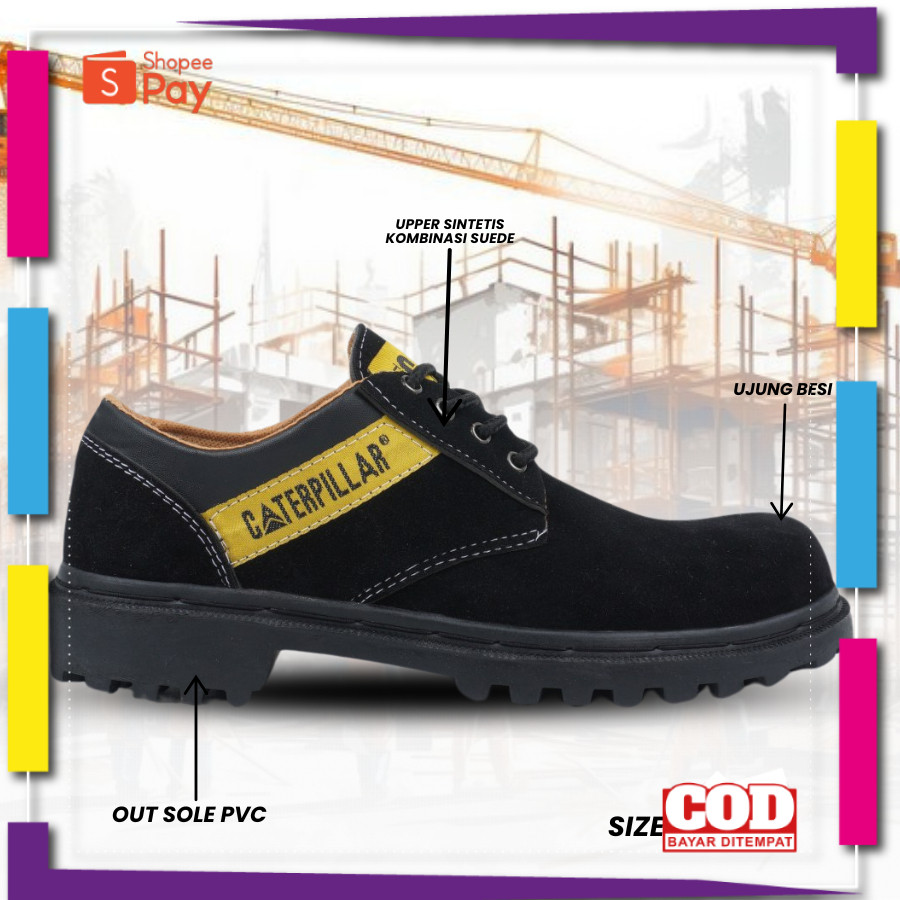 [PREMIUM ORIGINAL] sepatu boots safety pria ujung besi caterpillar sby kerja proyek lapangan sepatu 